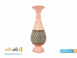 گلدان مس و خاتم کاری با ارتفاع ۱۶ سانتی متر
