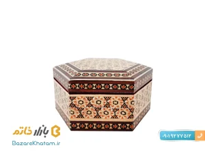 جعبه خاتم کاری شش ضلعی مخصوص جواهرات
