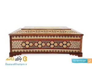 جعبه دستمال کاغذی خاتم کاری درب لولایی