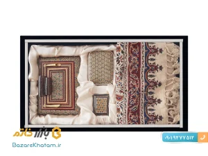 پک هدیه خاتم کاری جاقلمی + جاپاسوری و جعبه جاسکه ایی به همراه سفره قلمکار