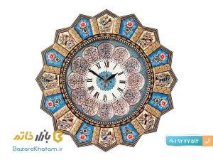 ساعت دیواری خاتم با صفحه میناکاری شده