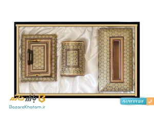 ست کادویی خاتم کاری جادستمال کاغذی، جاقلمی و صندوقچه