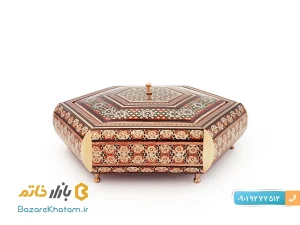 شکلات خوری ۶ ضلعی خاتم کاری