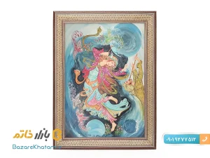 تابلو نگارگری نقاشی مینیاتور اصفهان طرح گل اندام