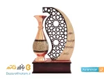 تندیس گلدان مس و خاتم کاری ۲۰ سانتی طرح مهر و ماه